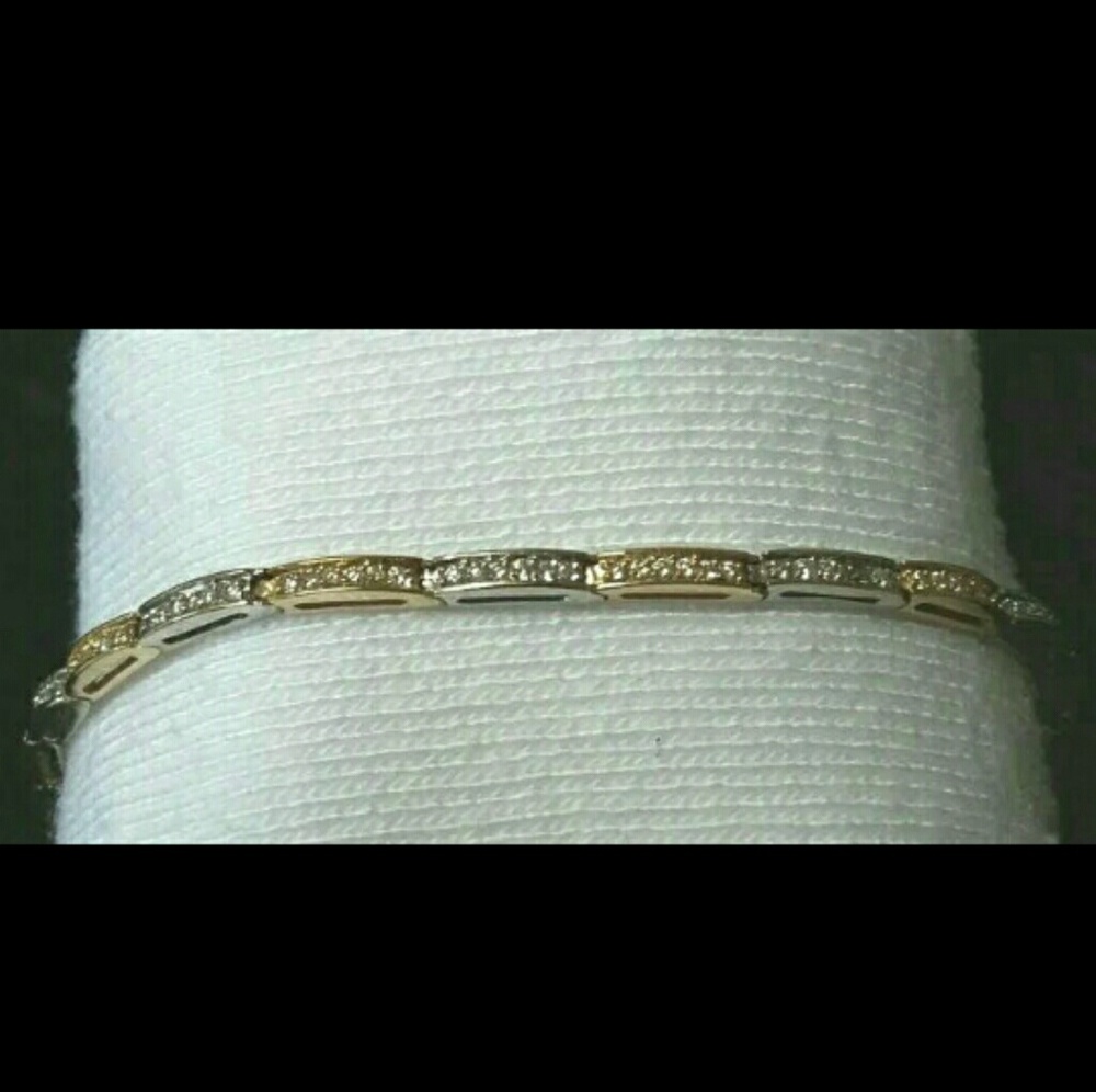 14k yellow, white gold diamond tennis bracelet